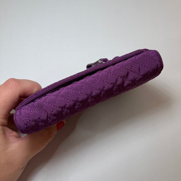 Vera Bradley Riley Gloxinia Purple Small Trifold Zip Quilted Wallet - Picture 2 of 7